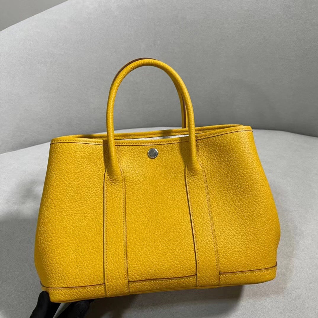 Hermes Garden Party 30 Bag In Yellow Taurillon Clemence Leather