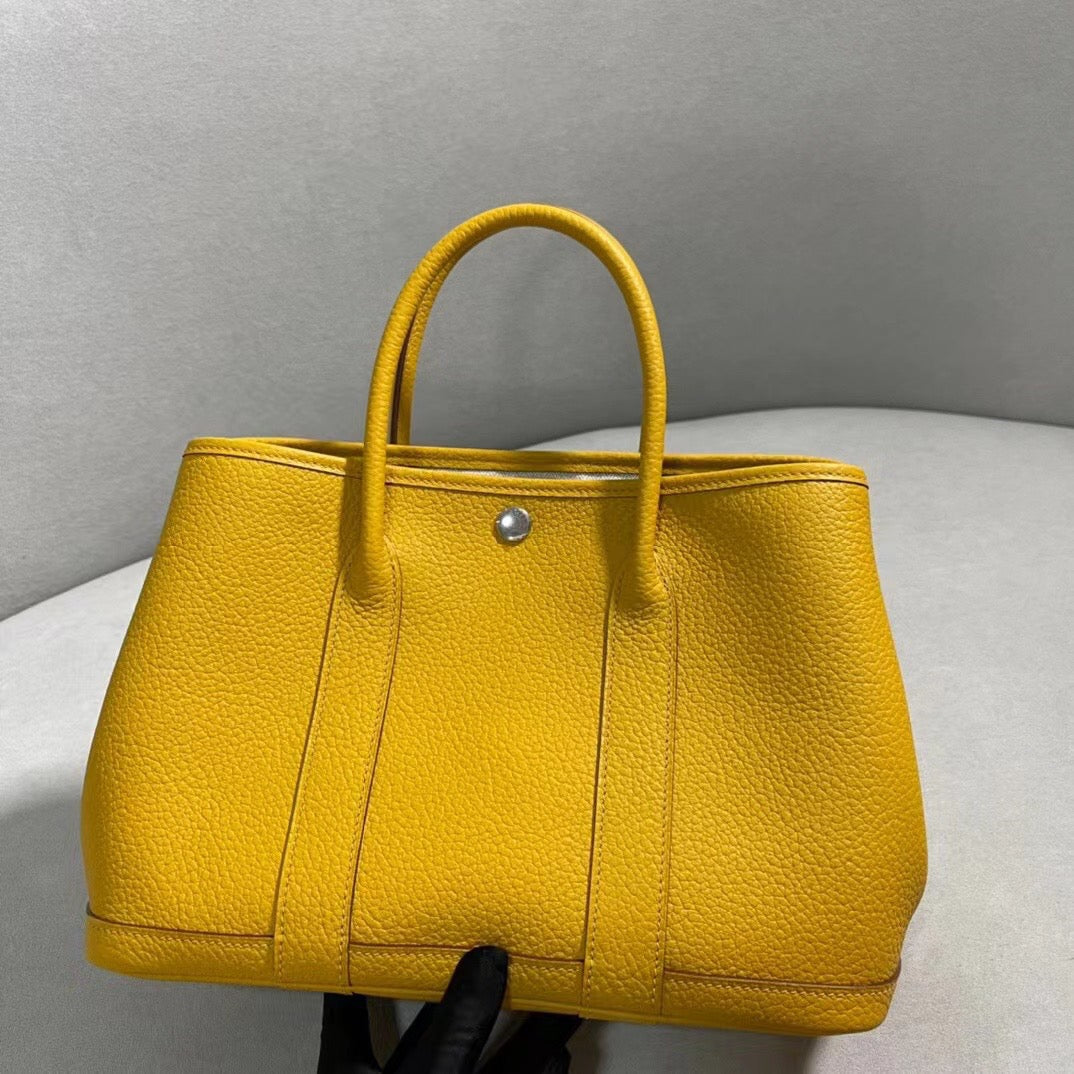 Hermes Garden Party 30 Bag In Yellow Taurillon Clemence Leather