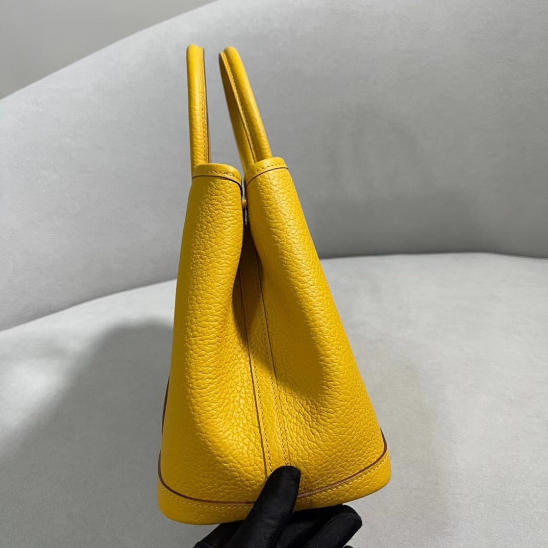 Hermes Garden Party 30 Bag In Yellow Taurillon Clemence Leather