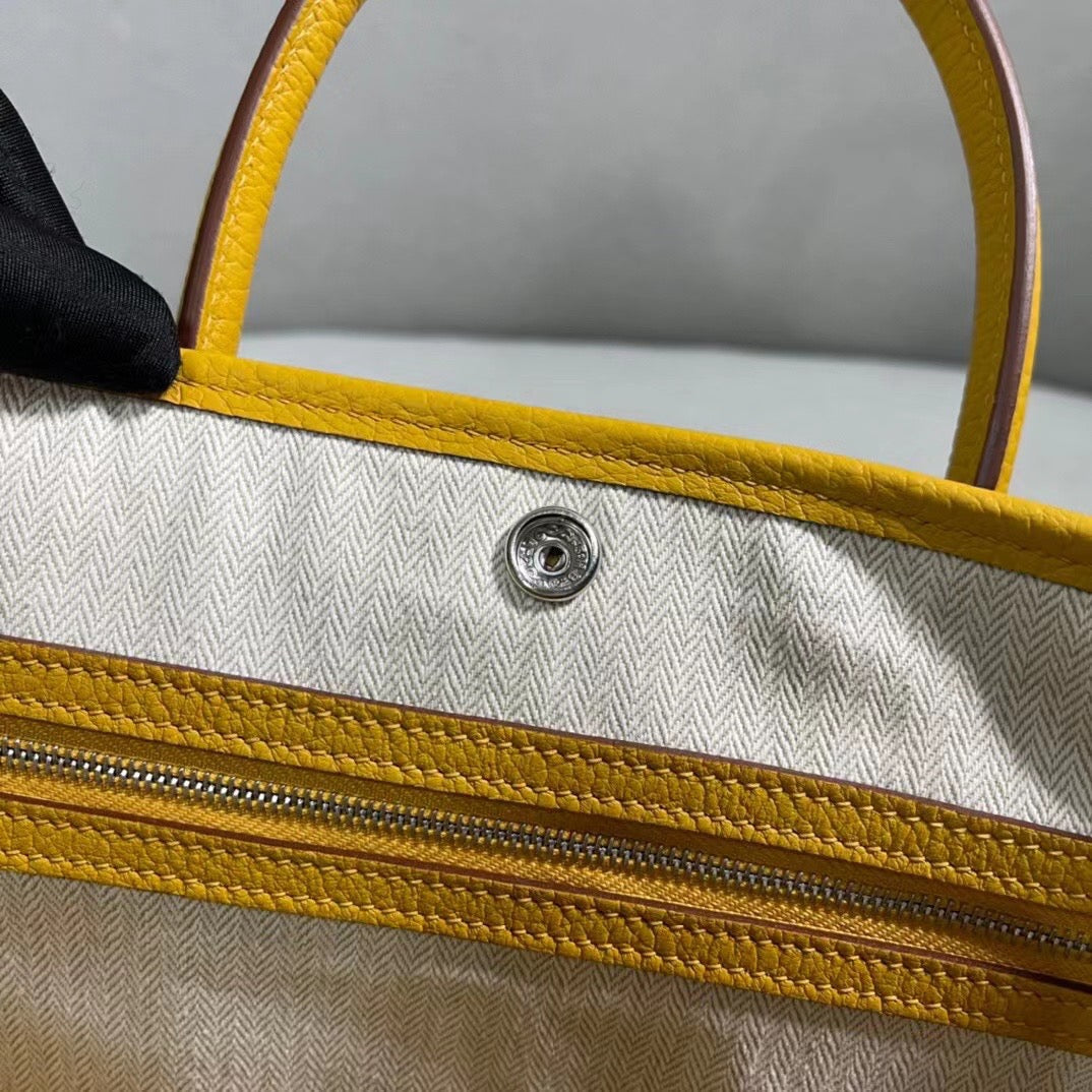 Hermes Garden Party 30 Bag In Yellow Taurillon Clemence Leather