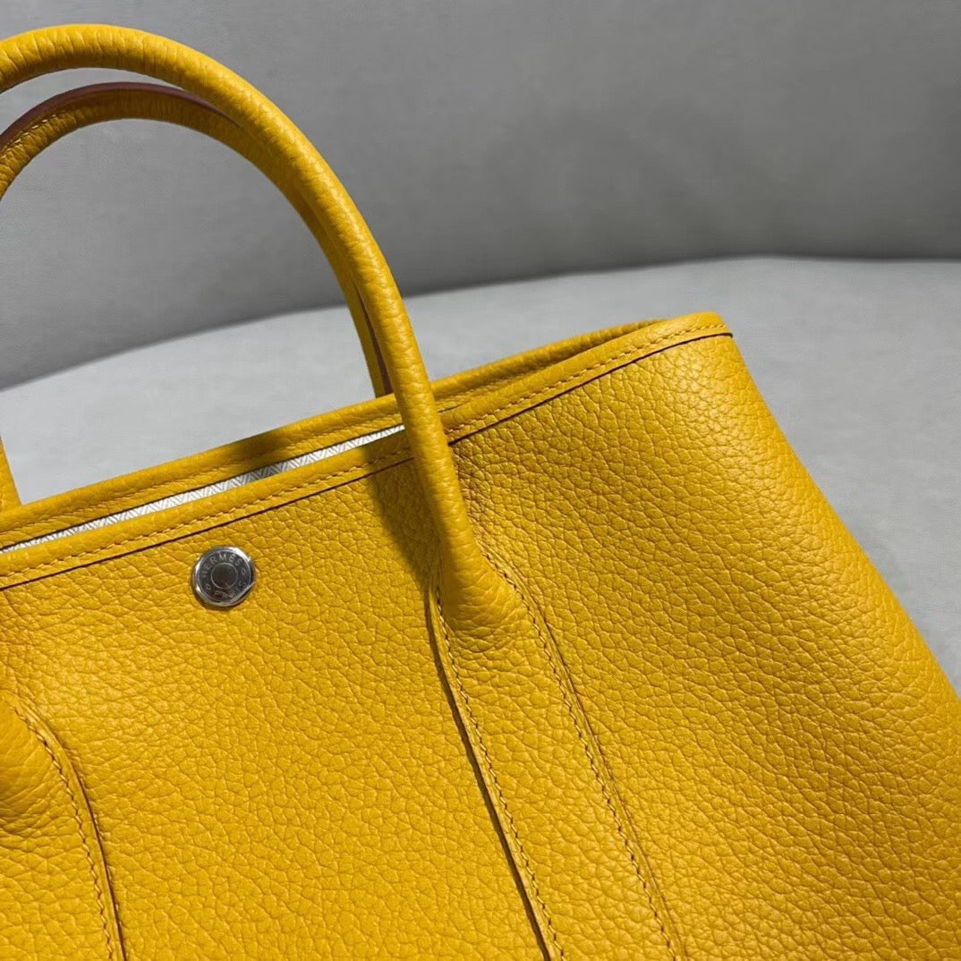 Hermes Garden Party 30 Bag In Yellow Taurillon Clemence Leather