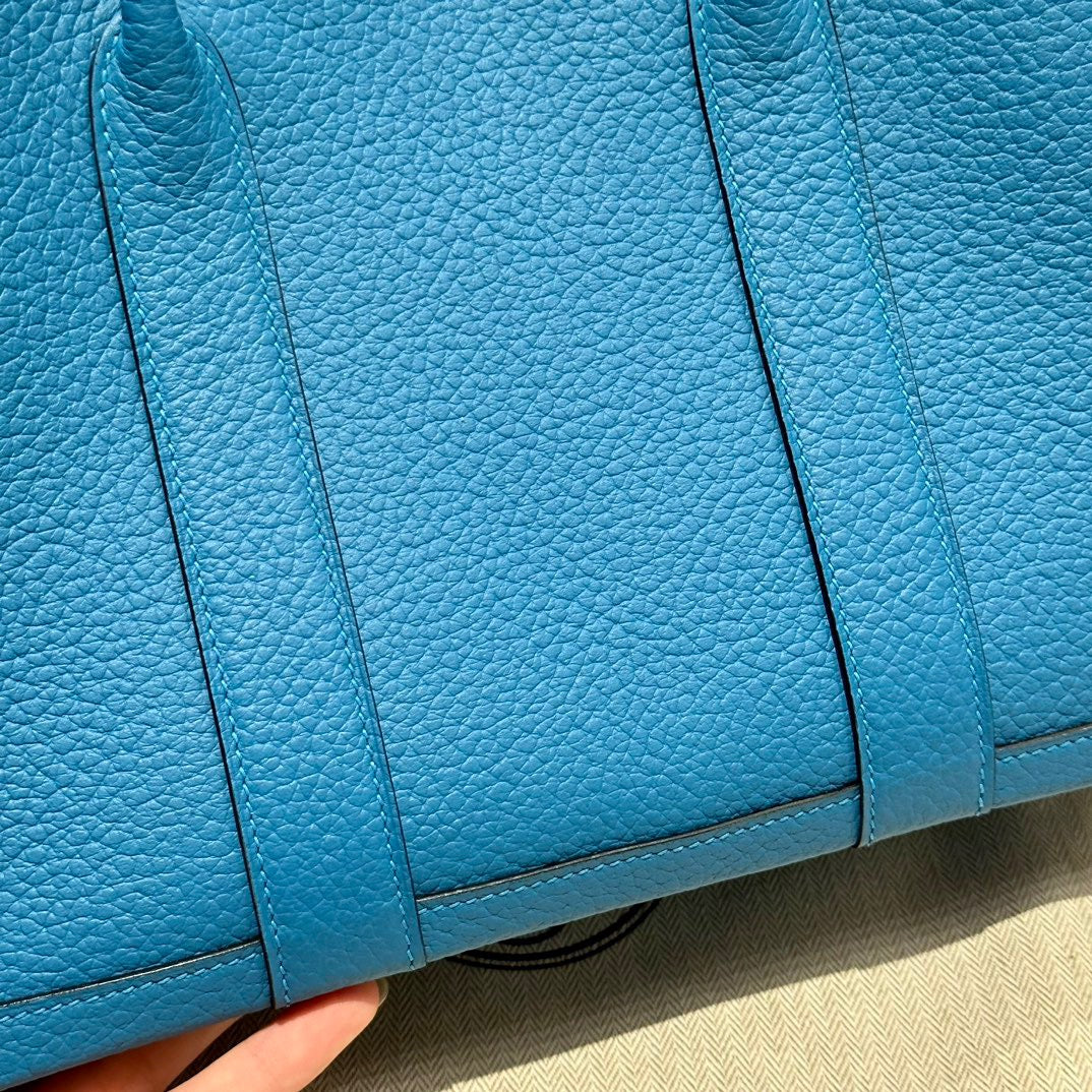 Hermes Garden Party 30 Bag In Florida Blue Taurillon Clemence Leather