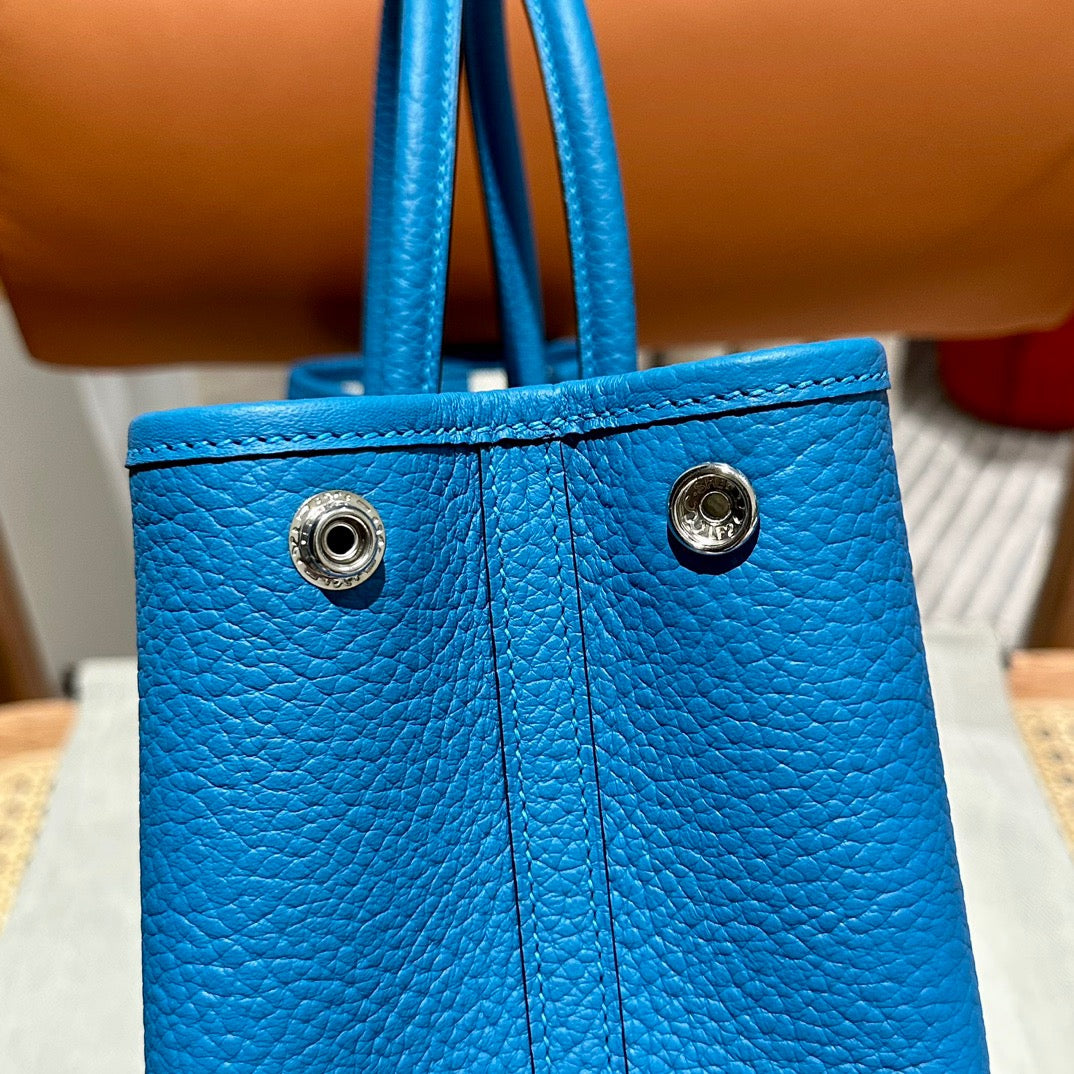 Hermes Garden Party 30 Bag In Florida Blue Taurillon Clemence Leather