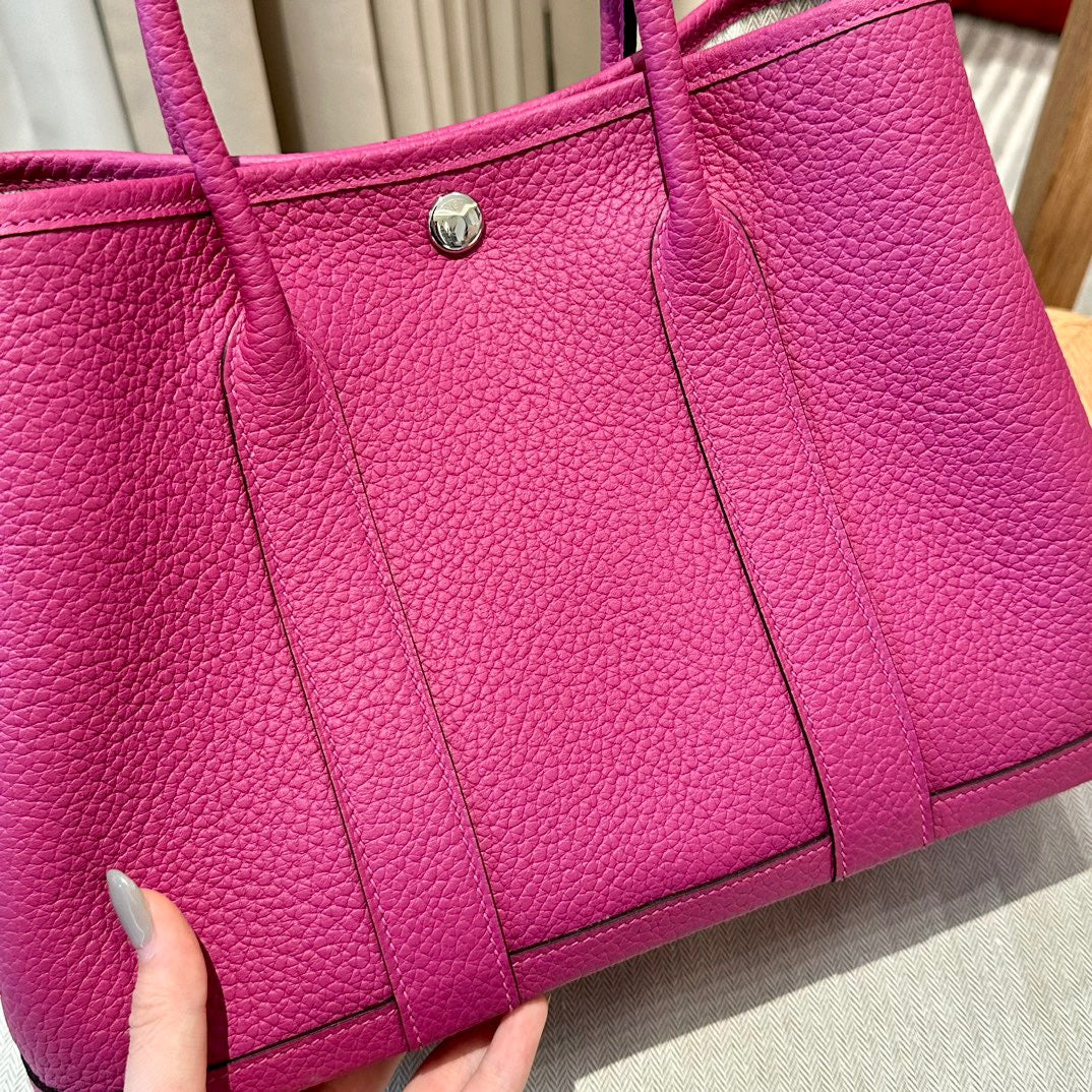 Hermes Garden Party 30 Bag In Rose purple Taurillon Clemence Leather