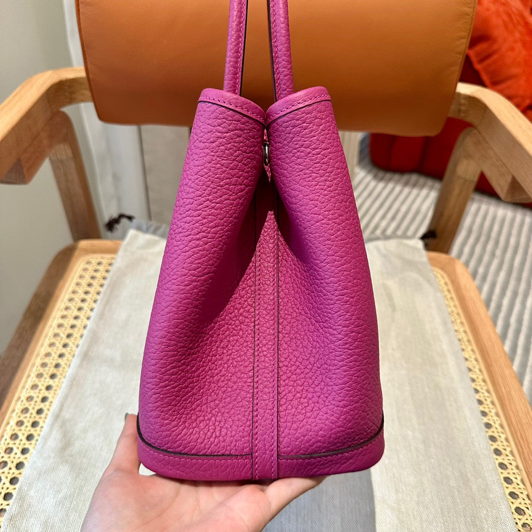 Hermes Garden Party 30 Bag In Rose purple Taurillon Clemence Leather