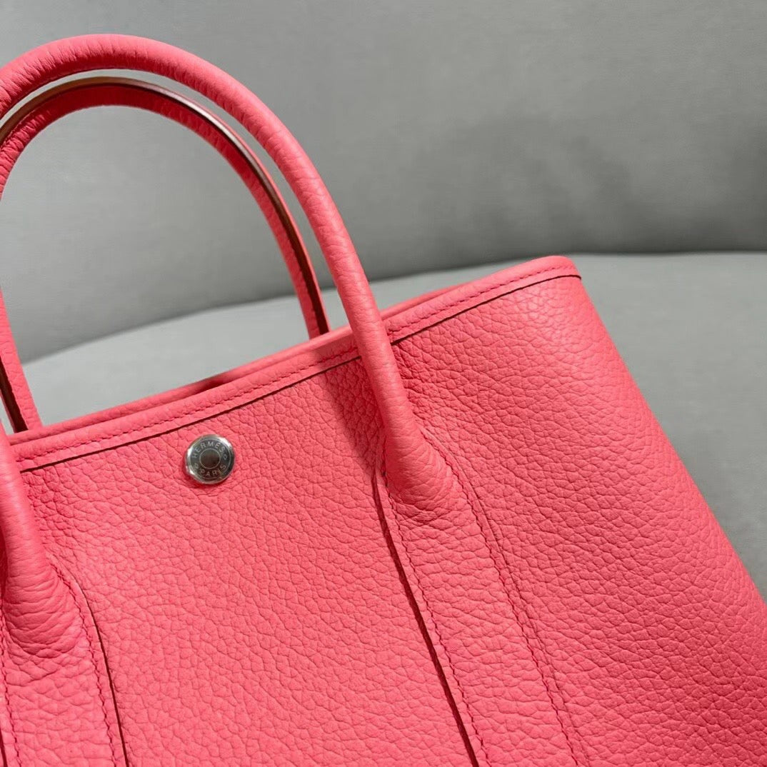 Hermes Garden Party 30 Bag In Rose Lipstick Taurillon Clemence Leather