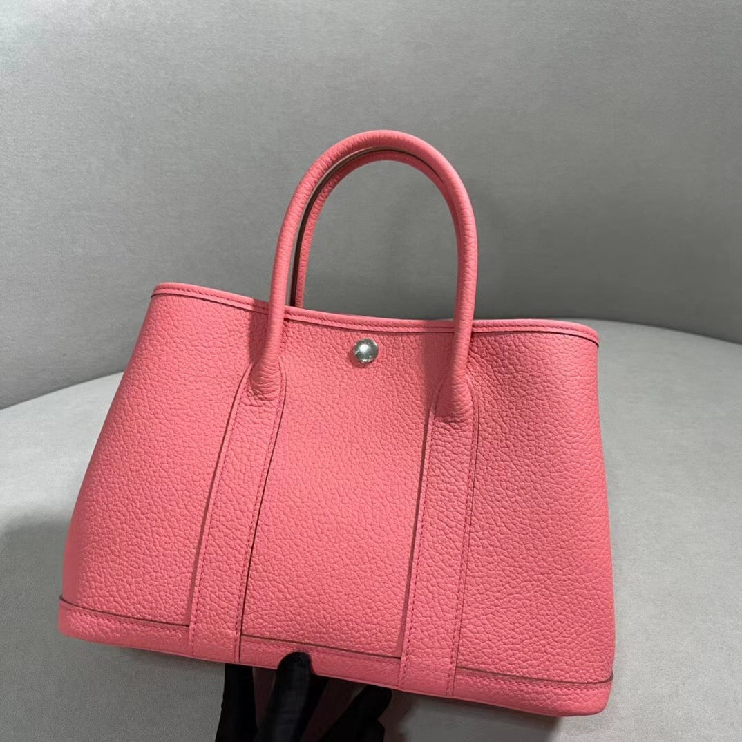 Hermes Garden Party 30 Bag In Rose Lipstick Taurillon Clemence Leather