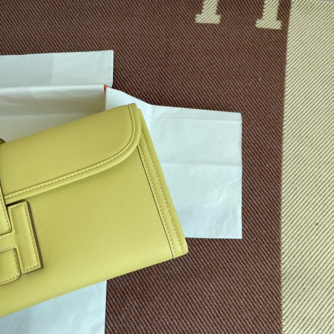 Hermes Jige Elan 29 Clutch Bag In Jaune Poussin Swift Leather