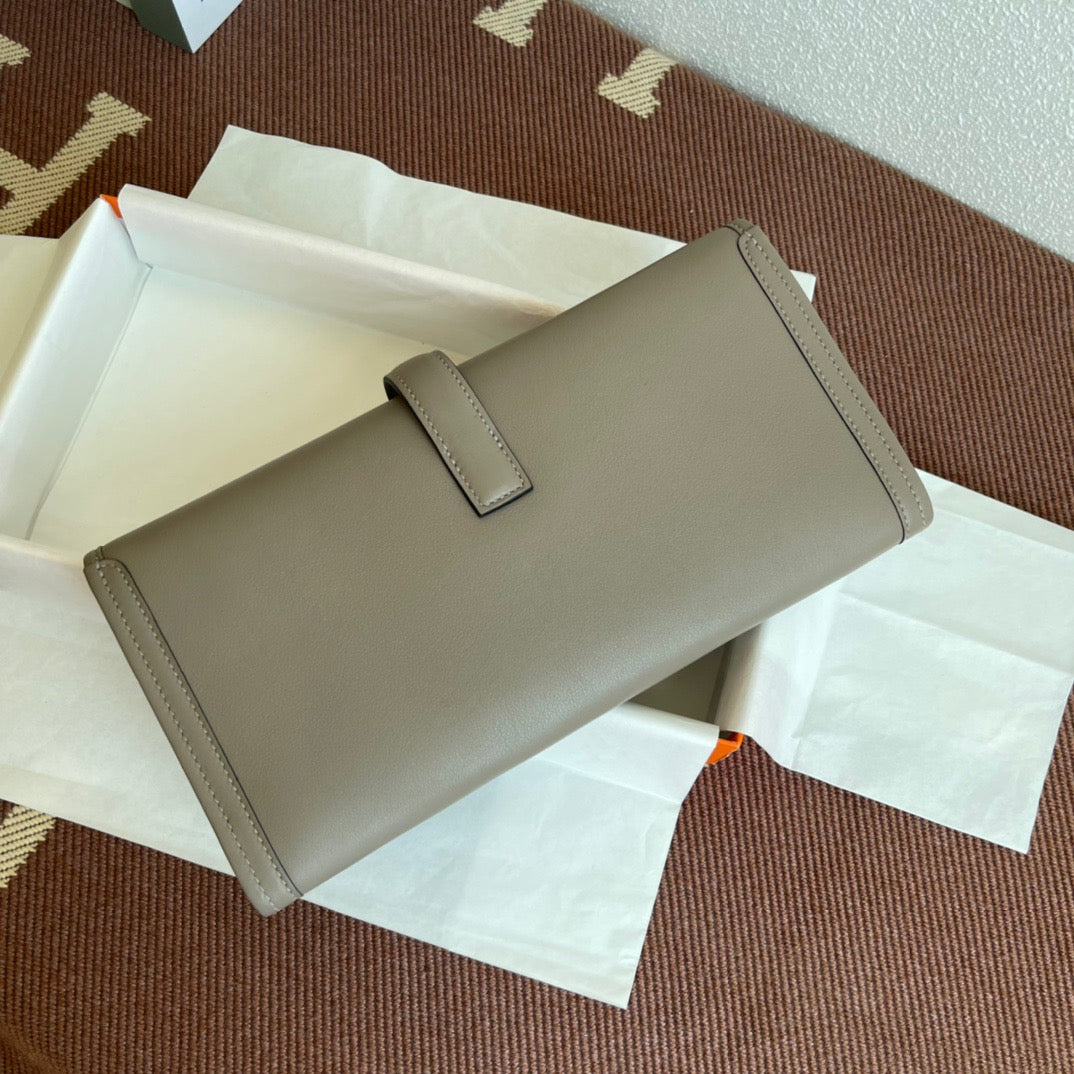 Hermes Jige Elan 29 Clutch Bag In Gris Mouette Swift Leather