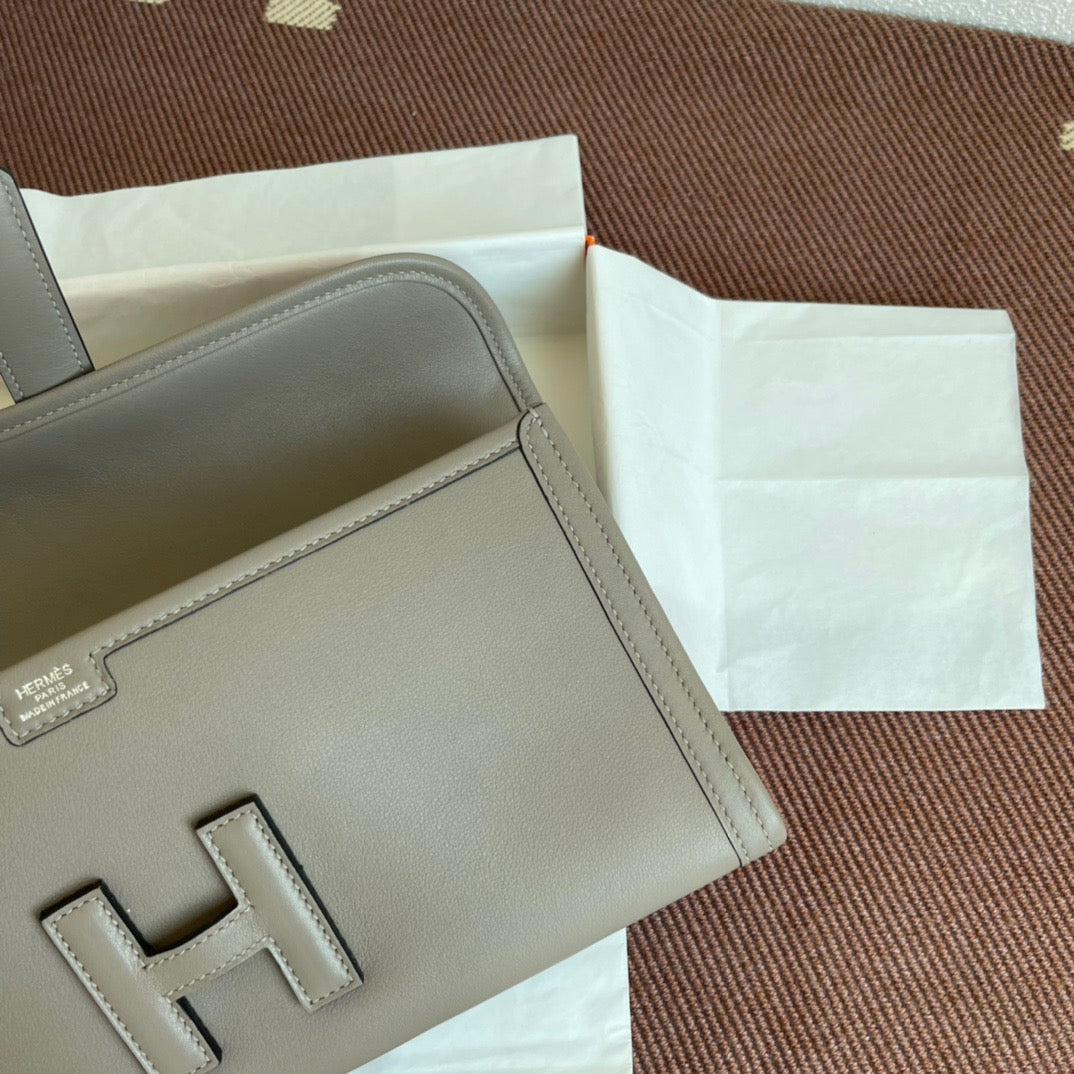 Hermes Jige Elan 29 Clutch Bag In Gris Mouette Swift Leather