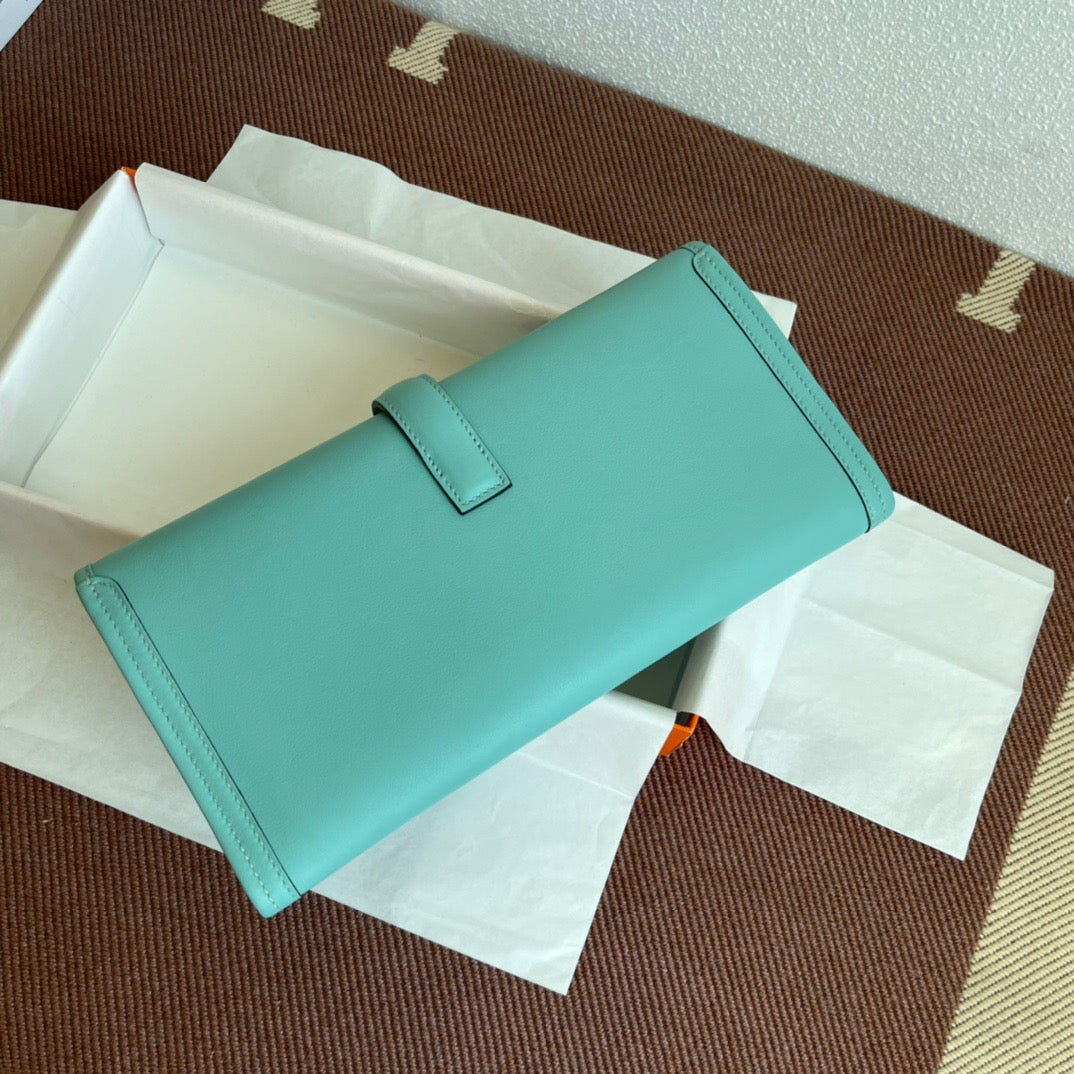 Hermes Jige Elan 29 Clutch Bag In Macaron Blue Swift Leather