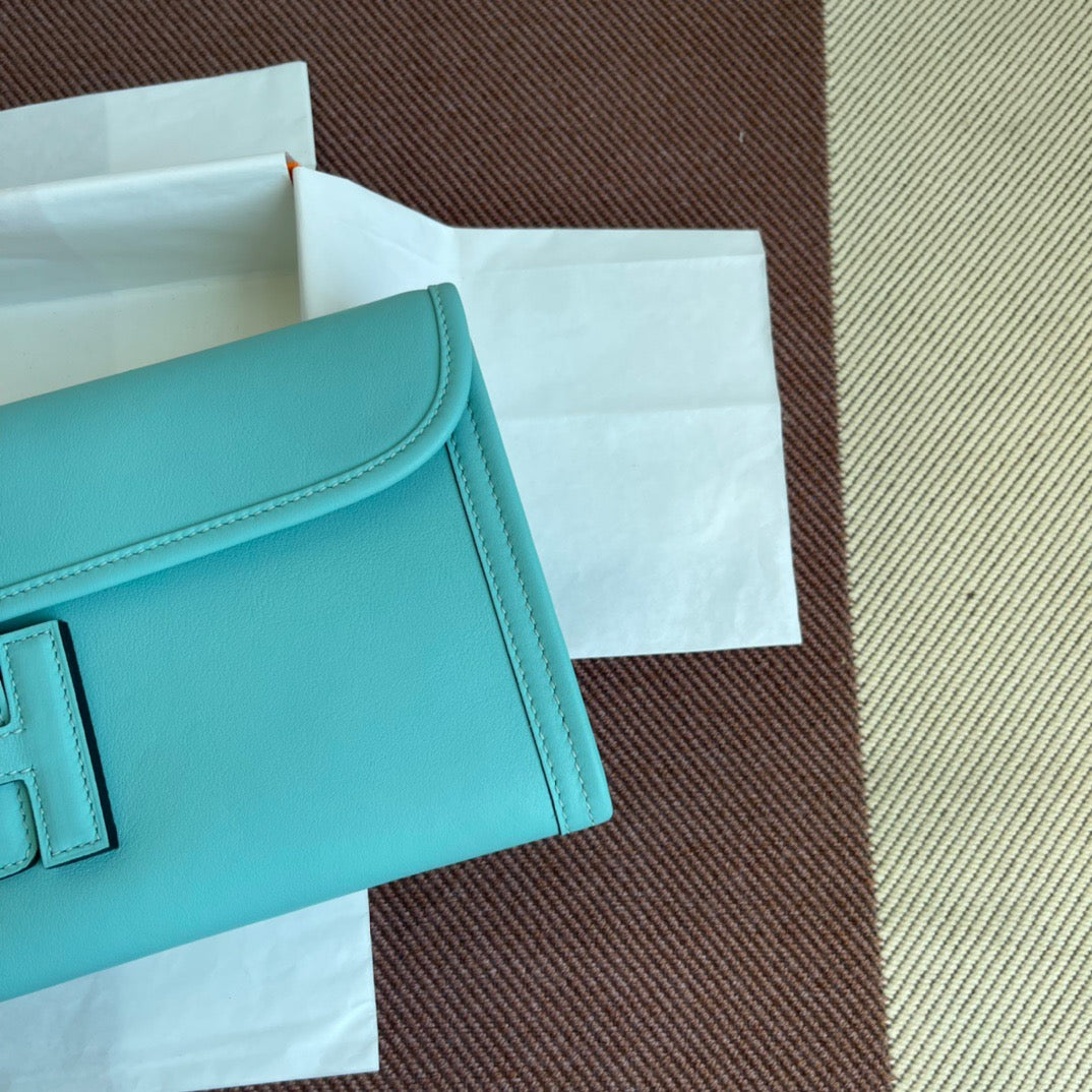 Hermes Jige Elan 29 Clutch Bag In Macaron Blue Swift Leather