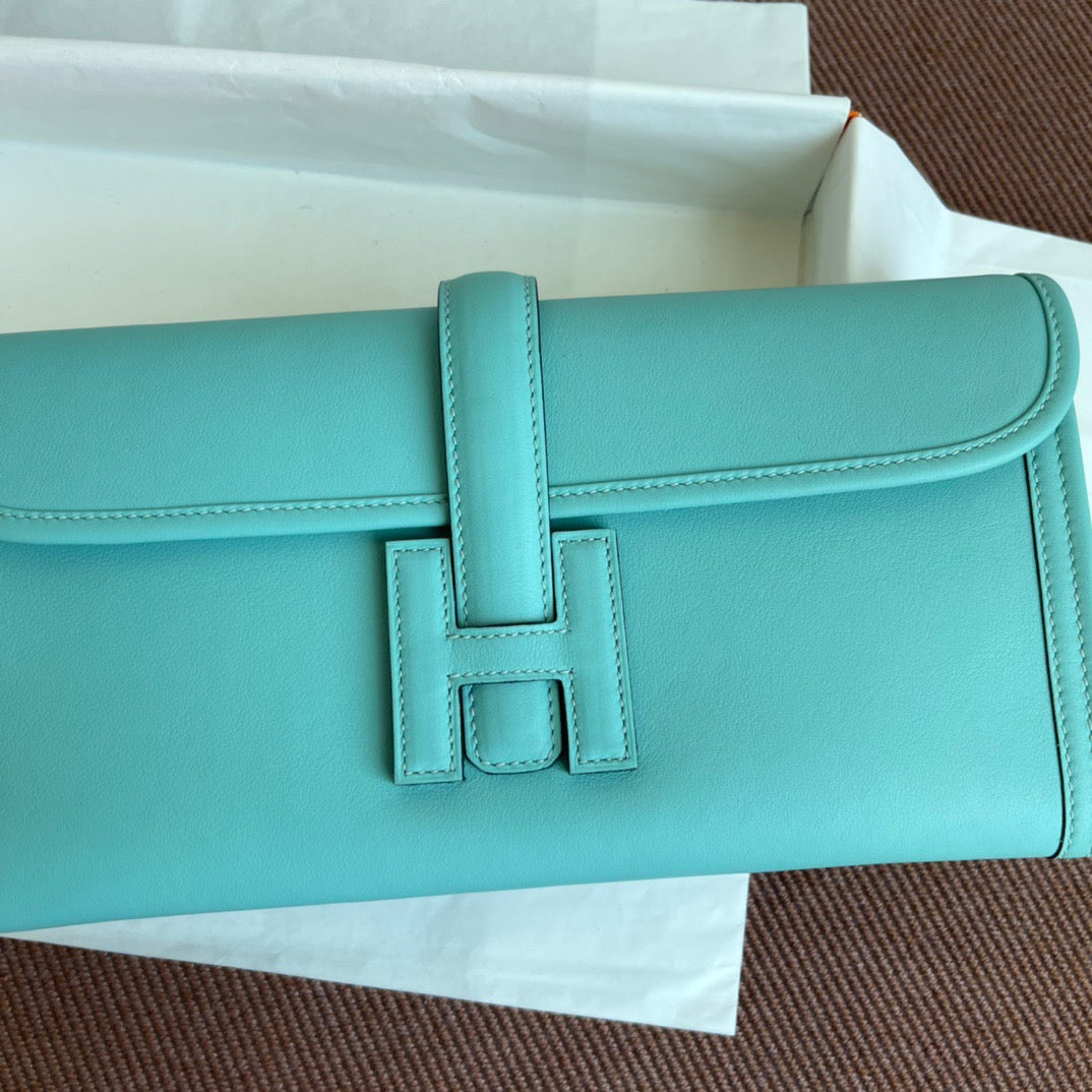 Hermes Jige Elan 29 Clutch Bag In Macaron Blue Swift Leather