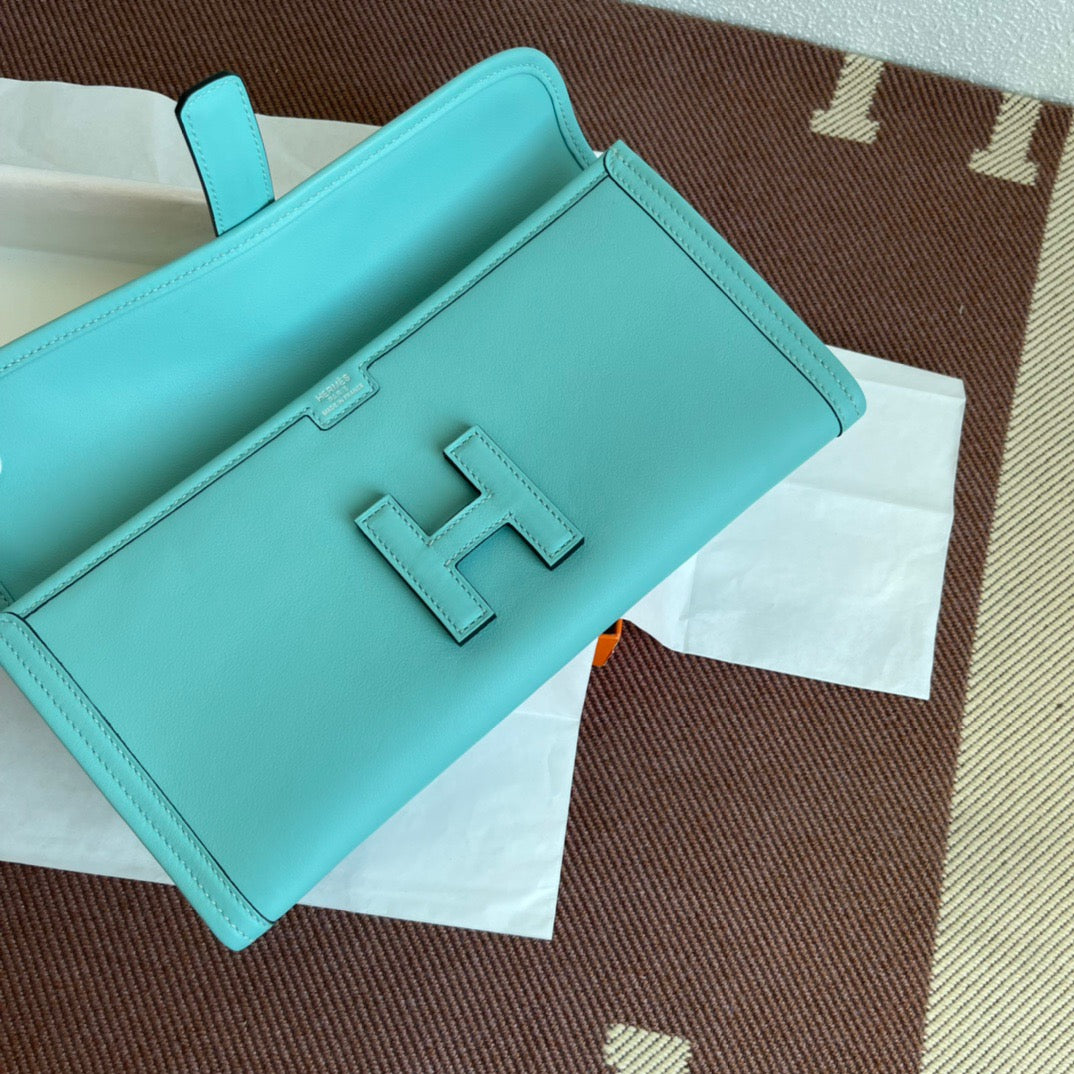 Hermes Jige Elan 29 Clutch Bag In Macaron Blue Swift Leather