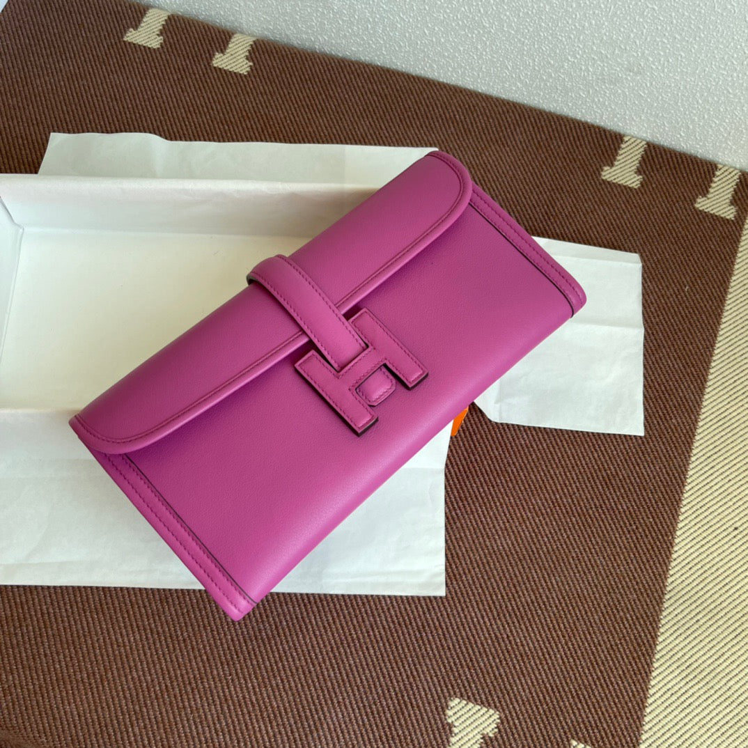 Hermes Jige Elan 29 Clutch Bag In Magnolia Powder Swift Leather