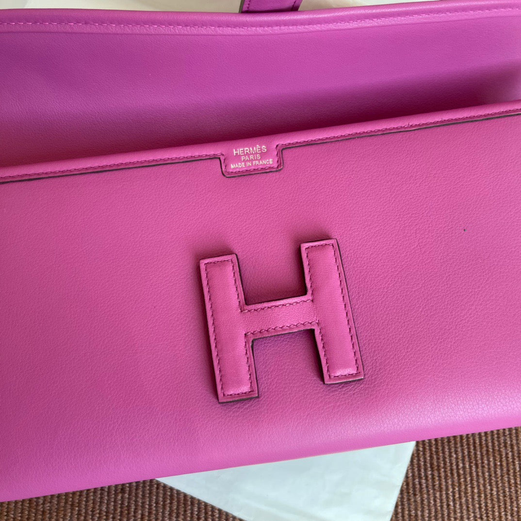 Hermes Jige Elan 29 Clutch Bag In Magnolia Powder Swift Leather