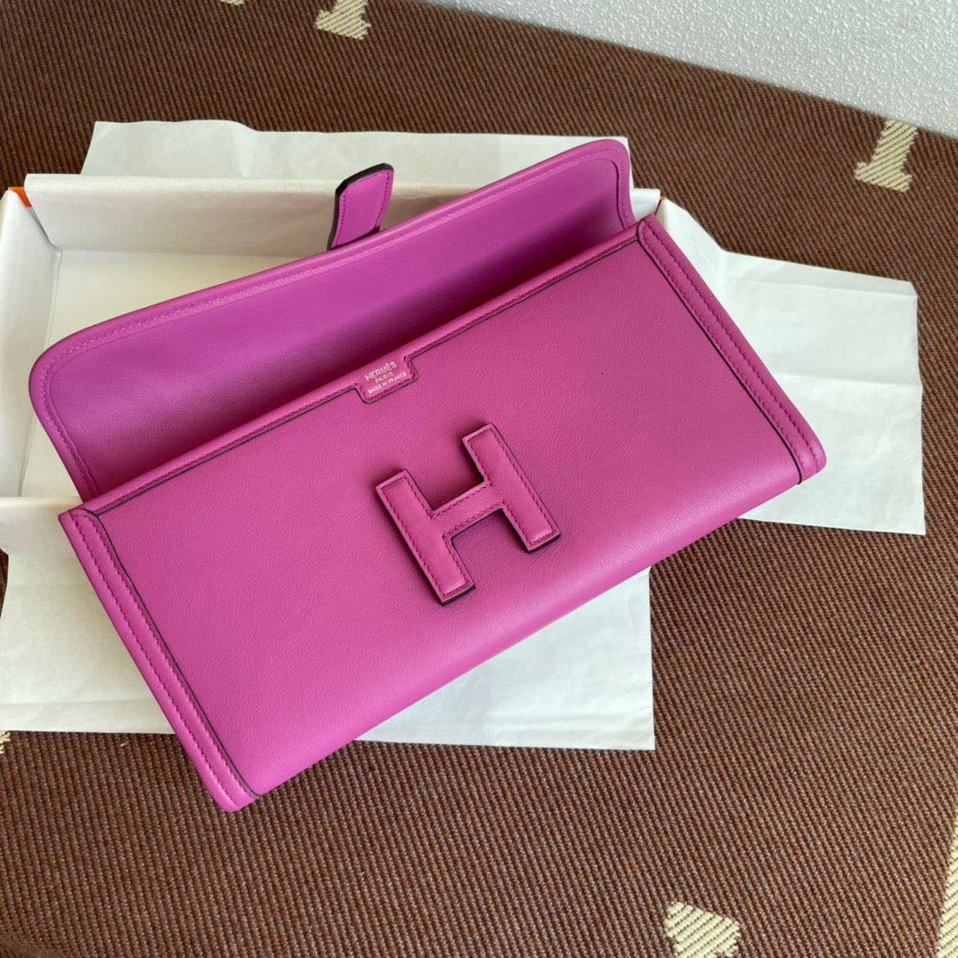 Hermes Jige Elan 29 Clutch Bag In Magnolia Powder Swift Leather