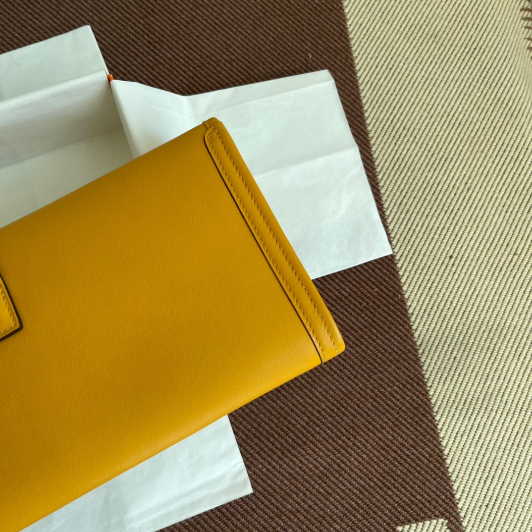 Hermes Jige Elan 29 Clutch Bag In Jaune Ambre Swift Leather