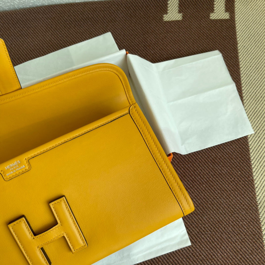 Hermes Jige Elan 29 Clutch Bag In Jaune Ambre Swift Leather