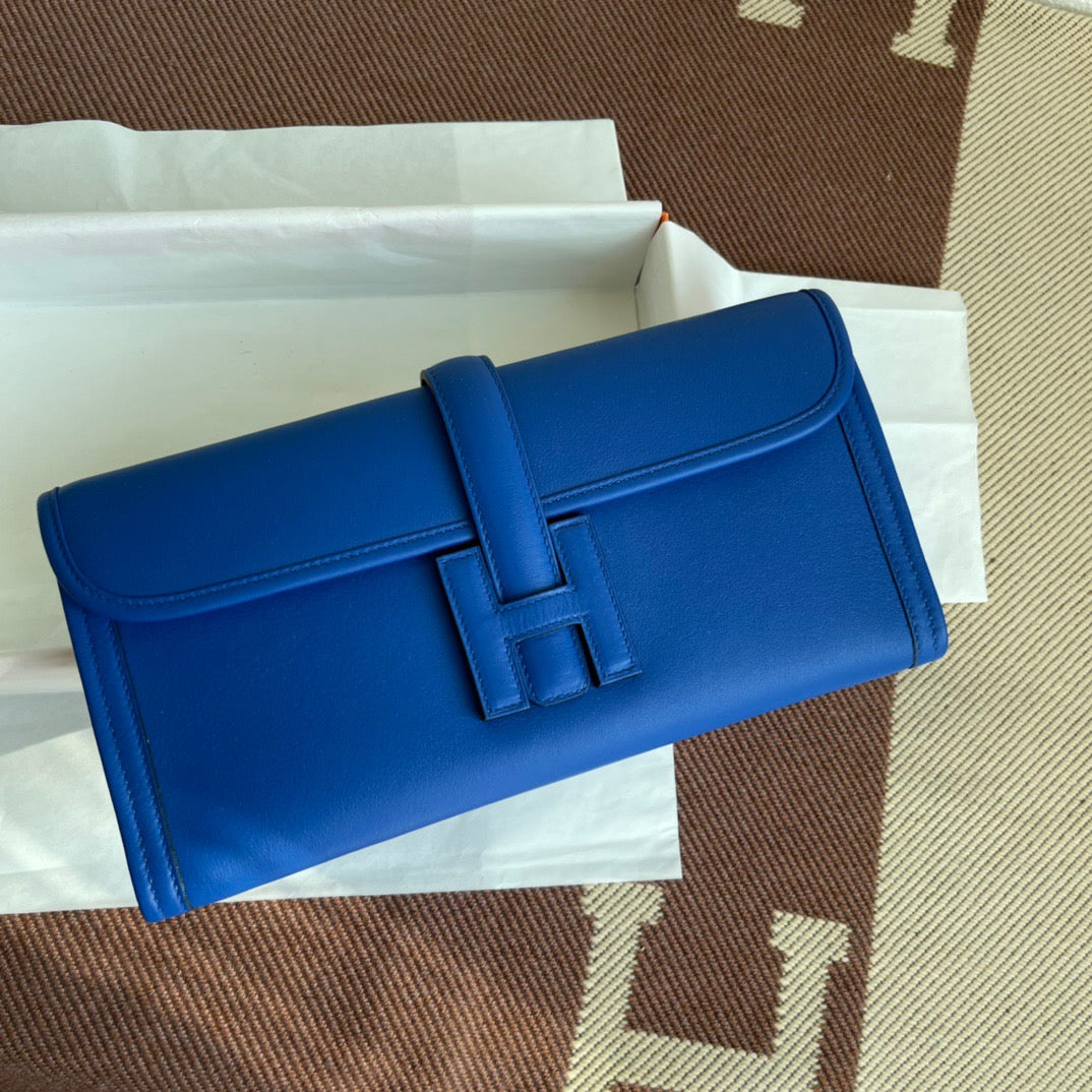 Hermes Jige Elan 29 Clutch Bag In Blue Electric Swift Leather