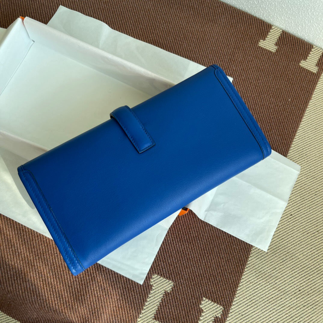 Hermes Jige Elan 29 Clutch Bag In Blue Electric Swift Leather