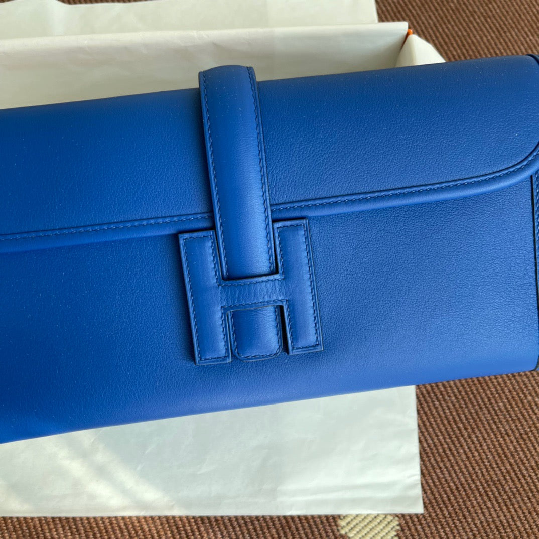 Hermes Jige Elan 29 Clutch Bag In Blue Electric Swift Leather