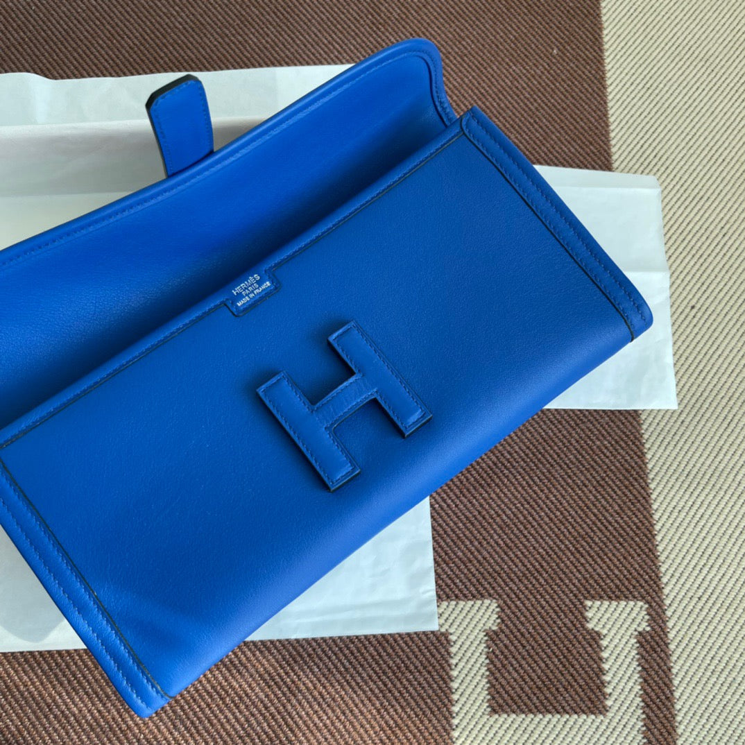 Hermes Jige Elan 29 Clutch Bag In Blue Electric Swift Leather