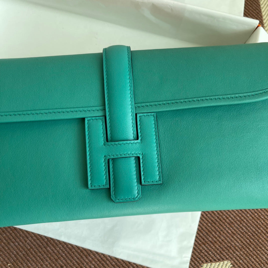 Hermes Jige Elan 29 Clutch Bag In 7V Lagon Swift Leather