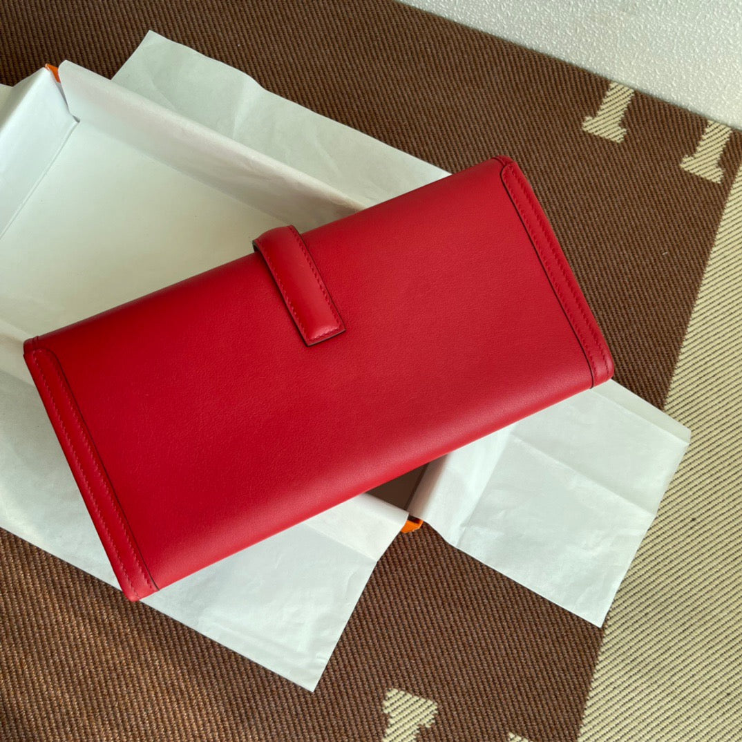 Hermes Jige Elan 29 Clutch Bag In Red Swift Leather