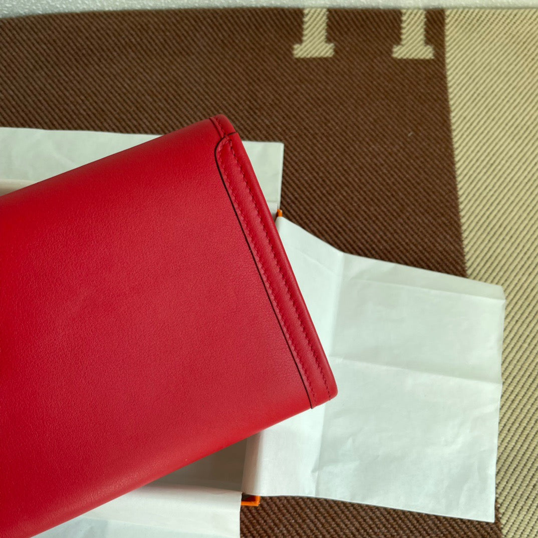 Hermes Jige Elan 29 Clutch Bag In Red Swift Leather