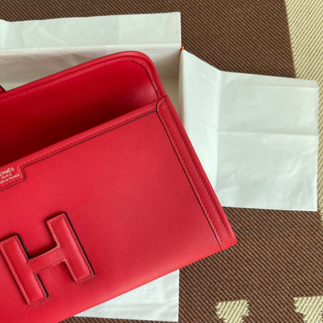 Hermes Jige Elan 29 Clutch Bag In Red Swift Leather