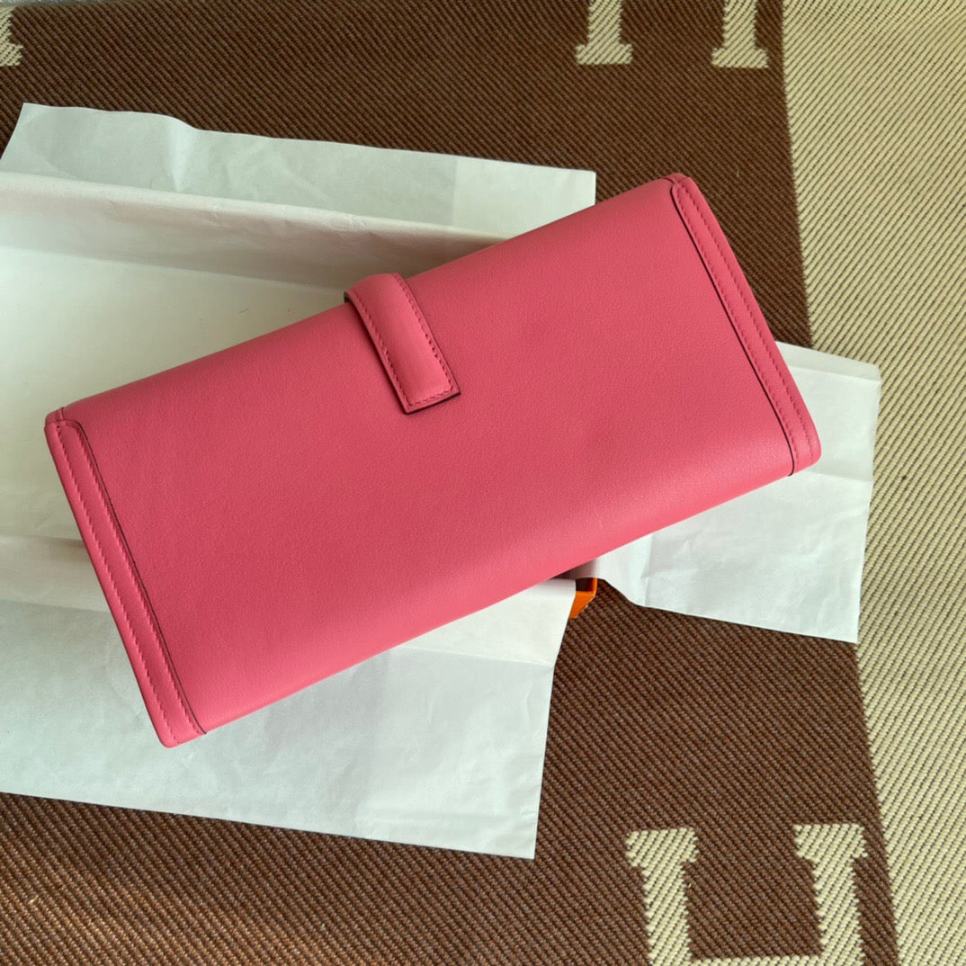 Hermes Jige Elan 29 Clutch Bag In Rose AzaleeSwift Leather