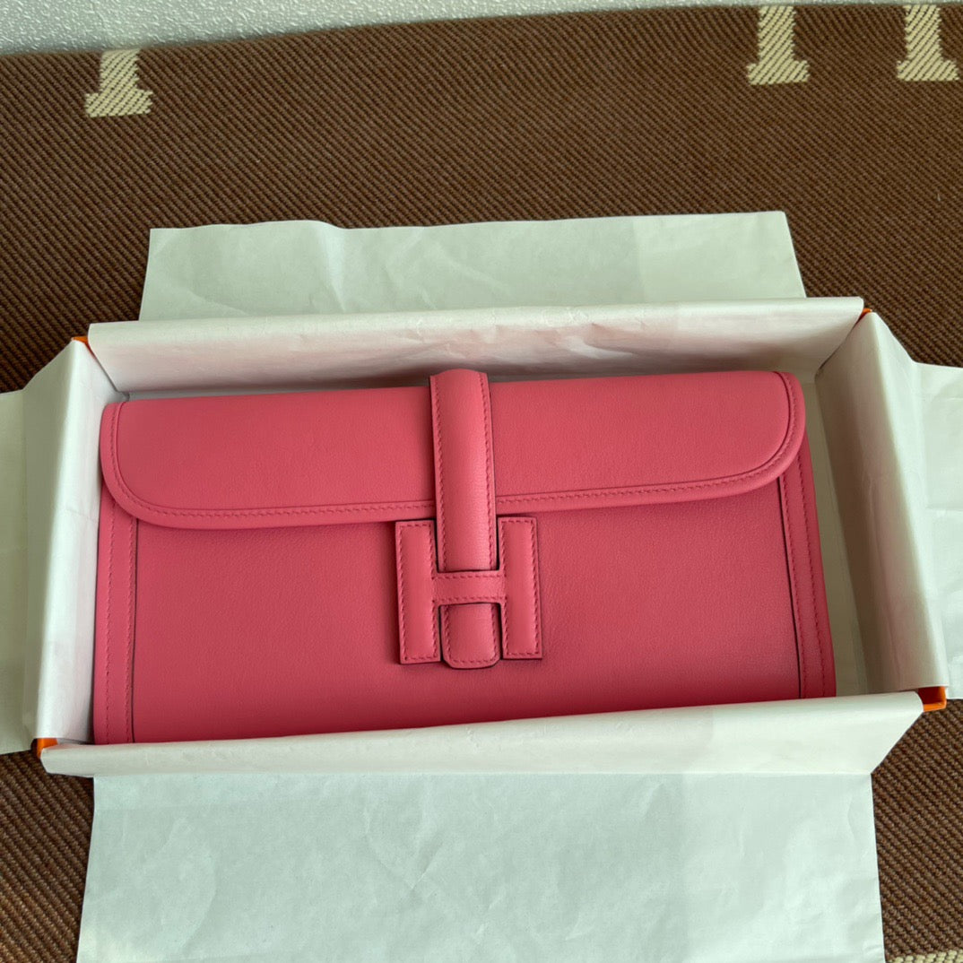 Hermes Jige Elan 29 Clutch Bag In Rose AzaleeSwift Leather