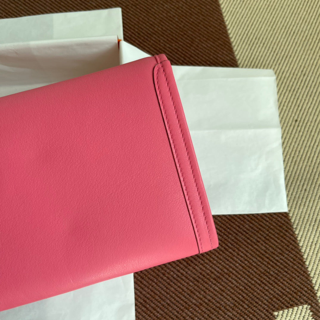 Hermes Jige Elan 29 Clutch Bag In Rose AzaleeSwift Leather