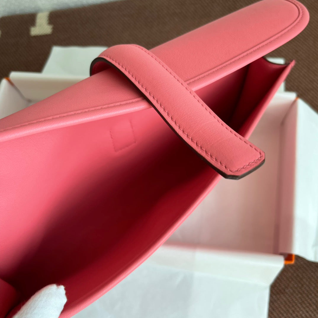 Hermes Jige Elan 29 Clutch Bag In Rose AzaleeSwift Leather