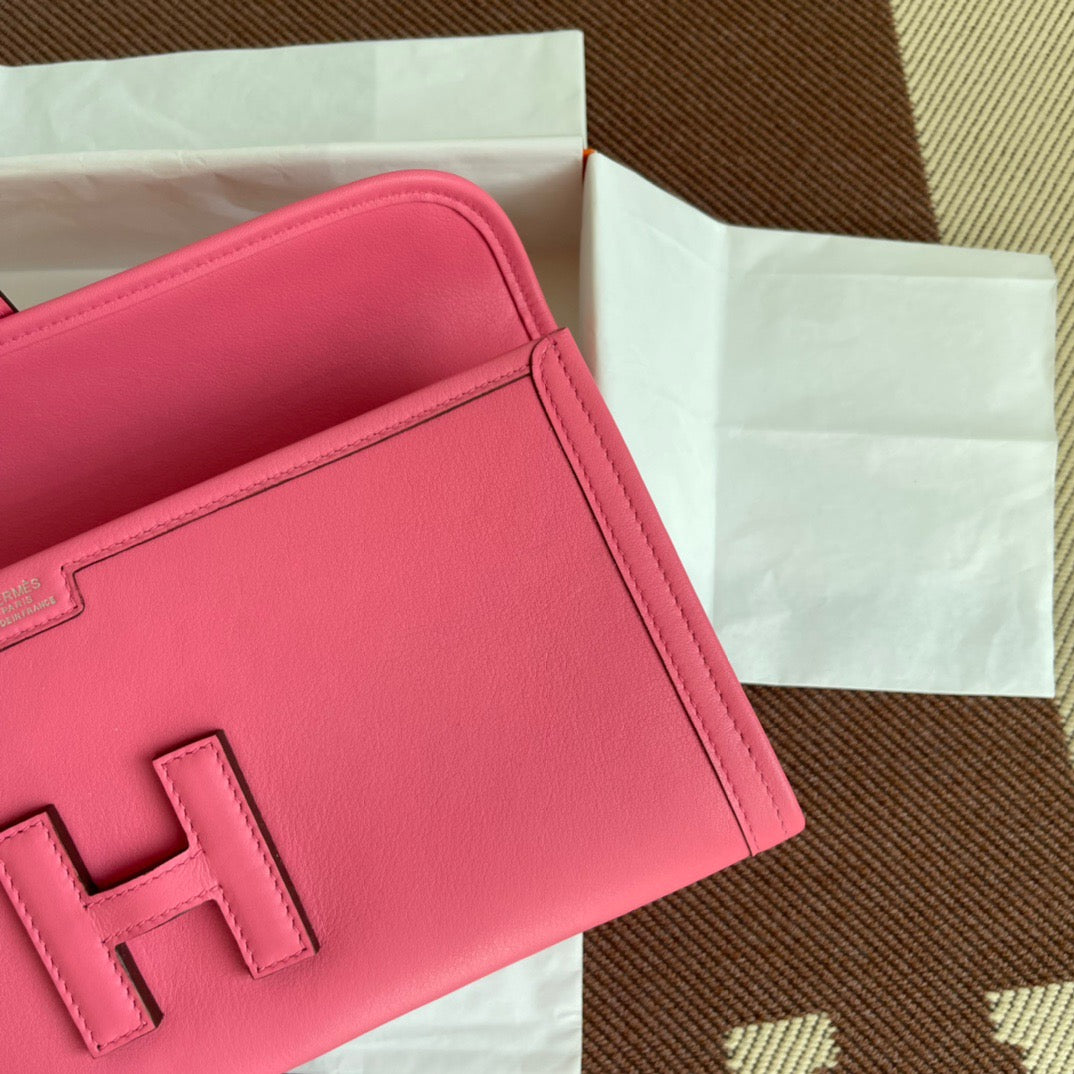 Hermes Jige Elan 29 Clutch Bag In Rose AzaleeSwift Leather