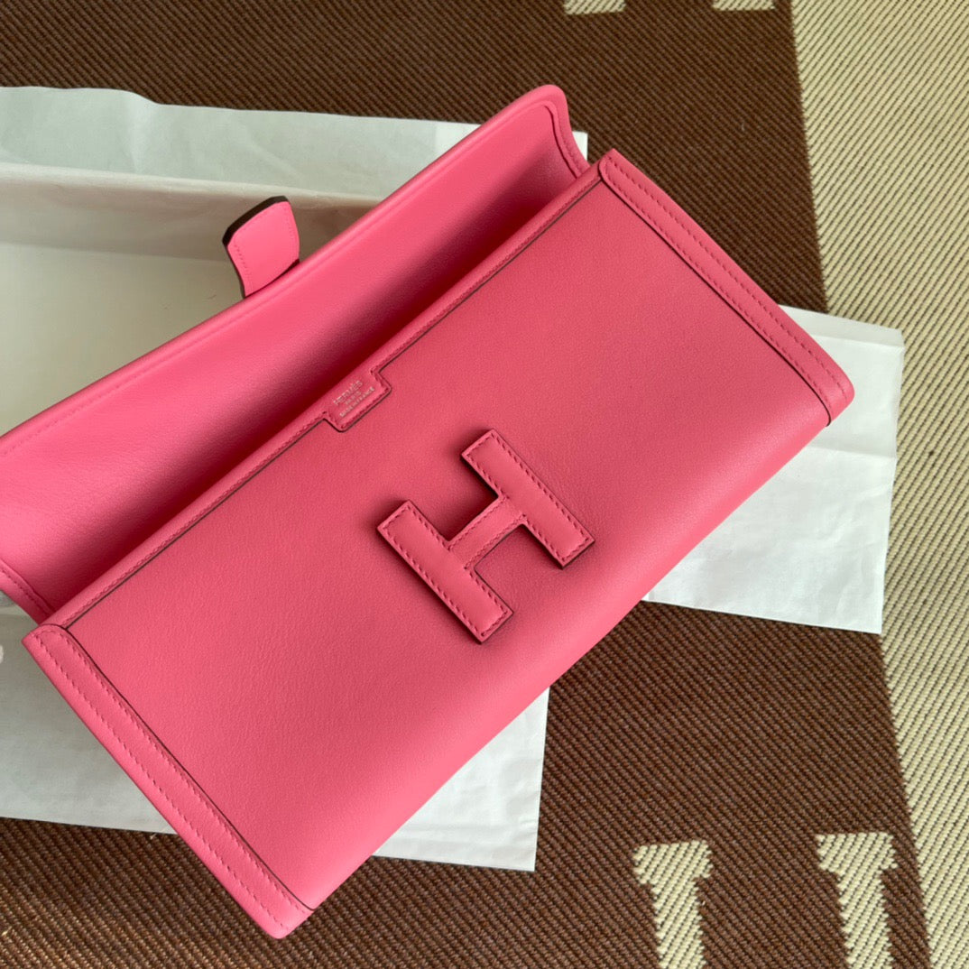 Hermes Jige Elan 29 Clutch Bag In Rose AzaleeSwift Leather