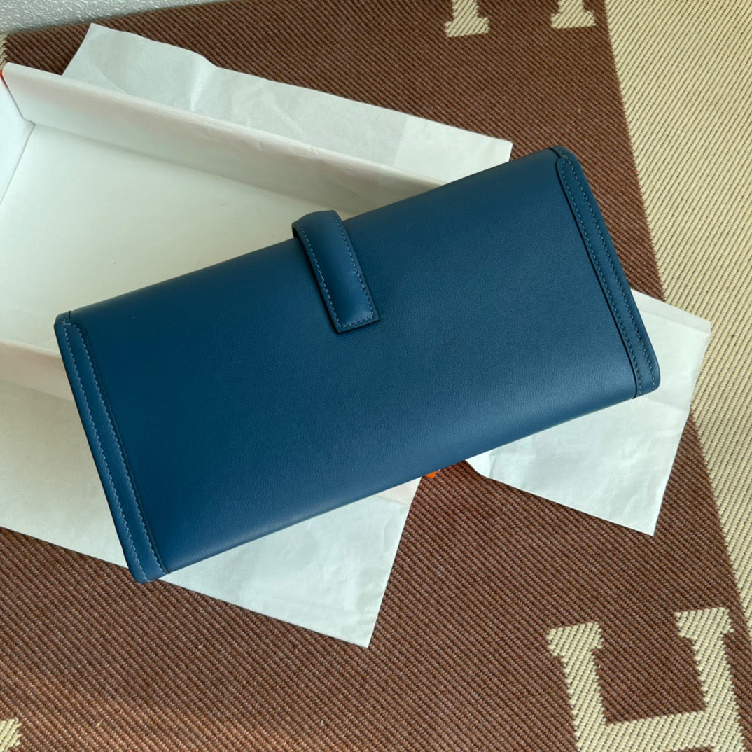 Hermes Jige Elan 29 Clutch Bag In Dark Blue Swift Leather