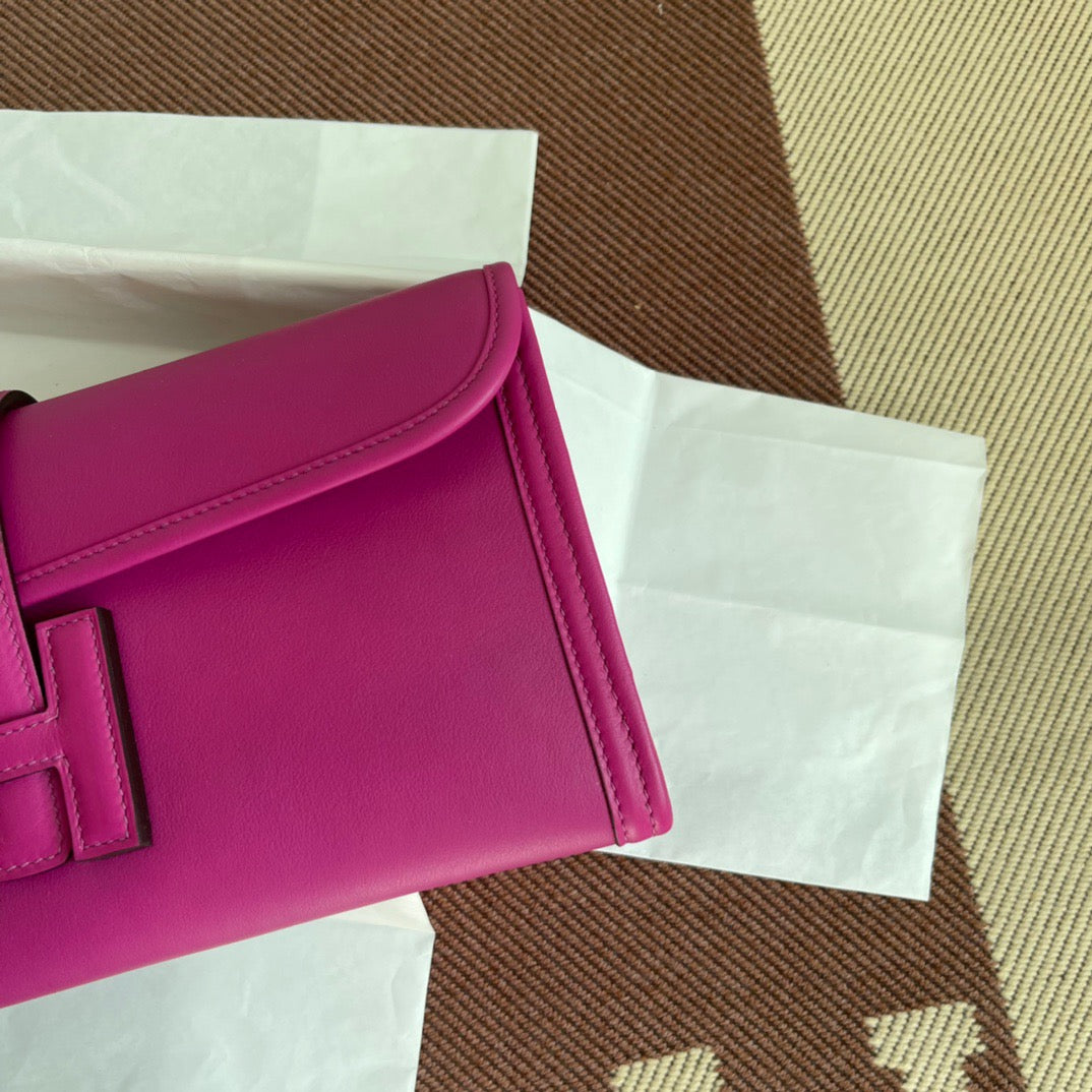 Hermes Jige Elan 29 Clutch Bag In Rose Purple Swift Leather