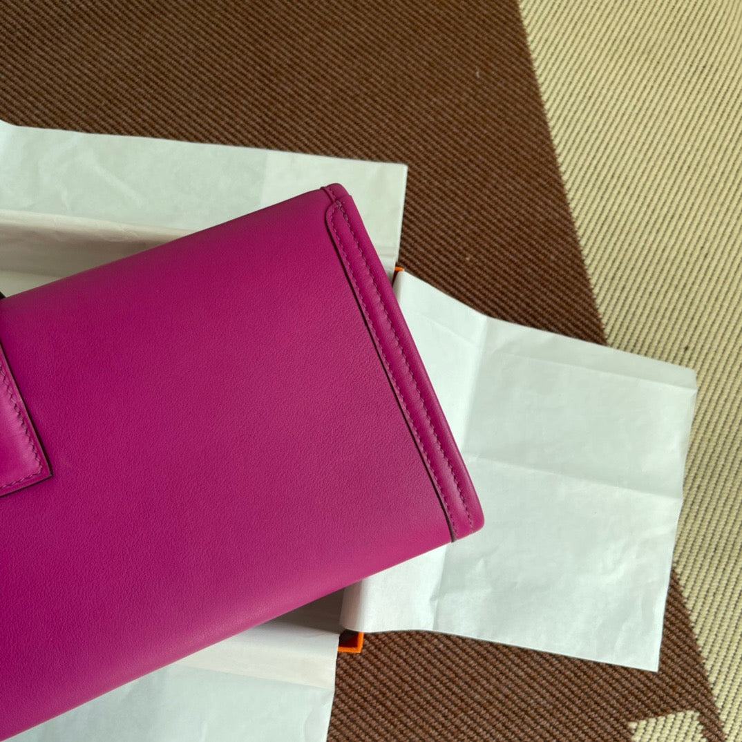 Hermes Jige Elan 29 Clutch Bag In Rose Purple Swift Leather