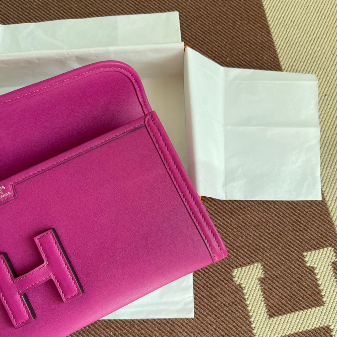 Hermes Jige Elan 29 Clutch Bag In Rose Purple Swift Leather