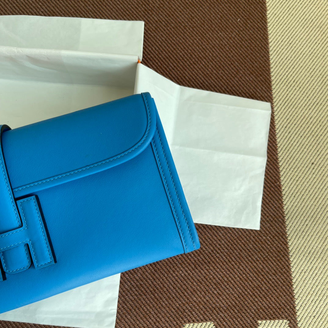 Hermes Jige Elan 29 Clutch Bag In Blue Hydra Swift Leather