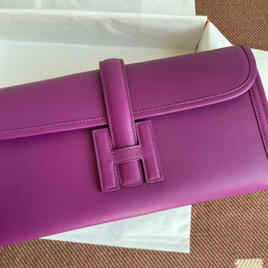 Hermes Jige Elan 29 Clutch Bag In Anemone Swift Leather