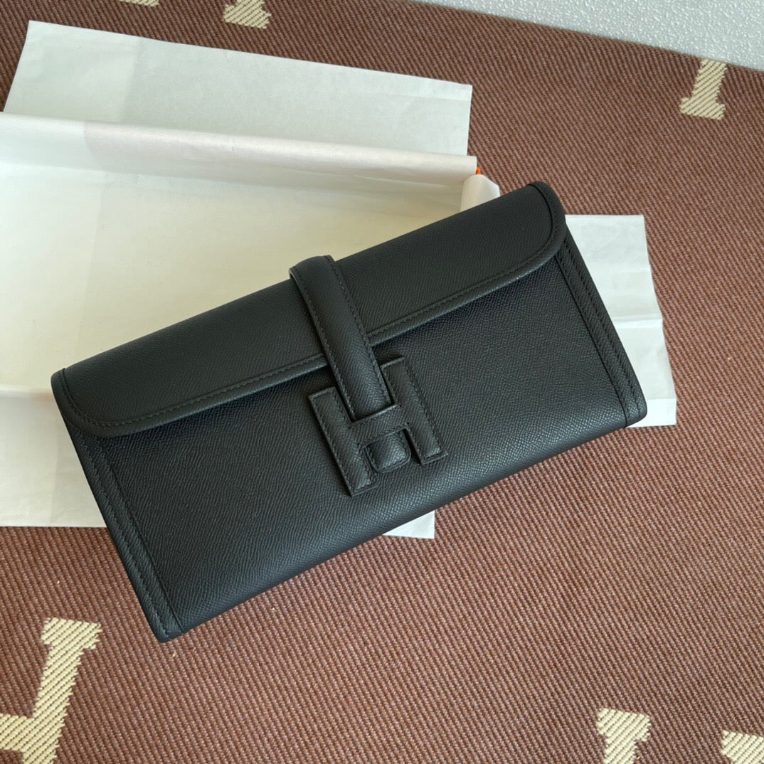 Hermes Jige Elan 29 Clutch Bag In Black Epsom Leather