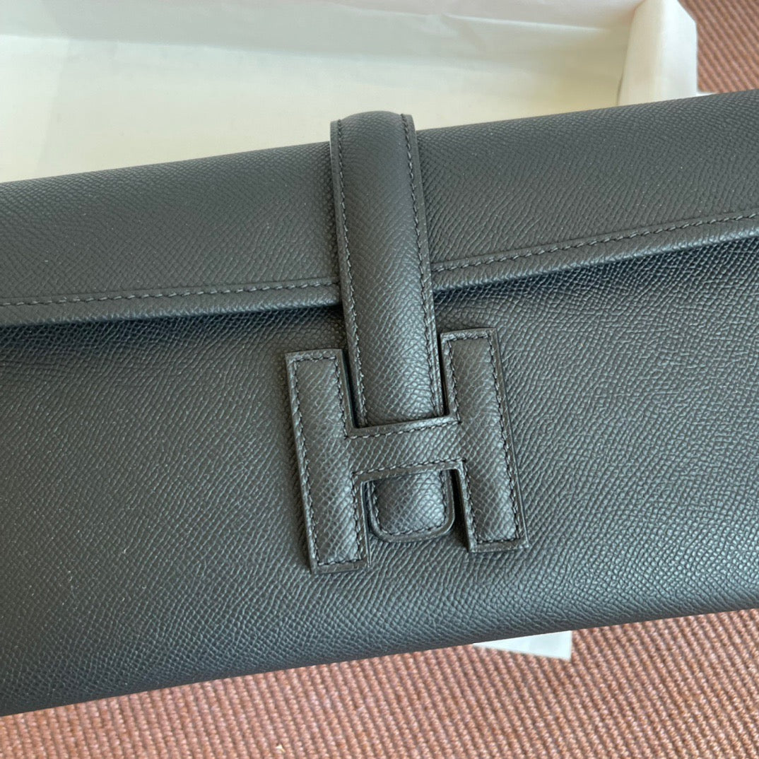 Hermes Jige Elan 29 Clutch Bag In Black Epsom Leather