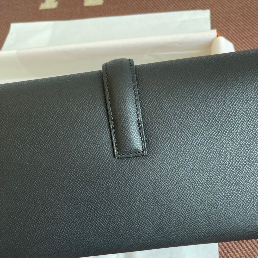 Hermes Jige Elan 29 Clutch Bag In Black Epsom Leather