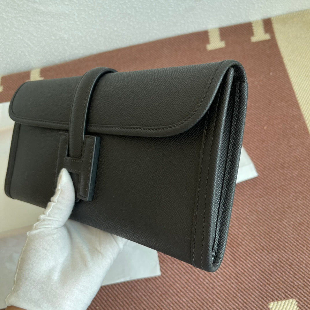 Hermes Jige Elan 29 Clutch Bag In Black Epsom Leather