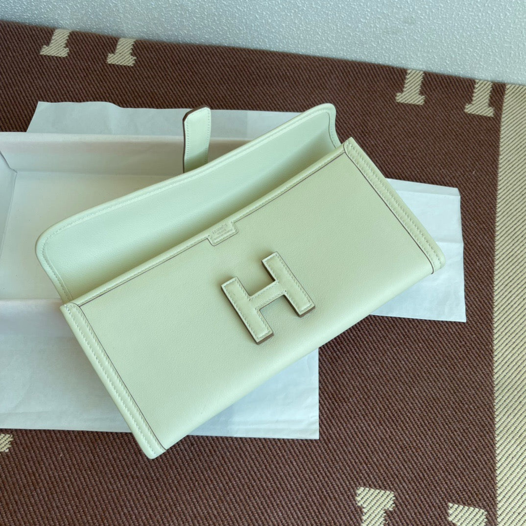 Hermes Jige Elan 29 Clutch Bag In Craie Swift Leather