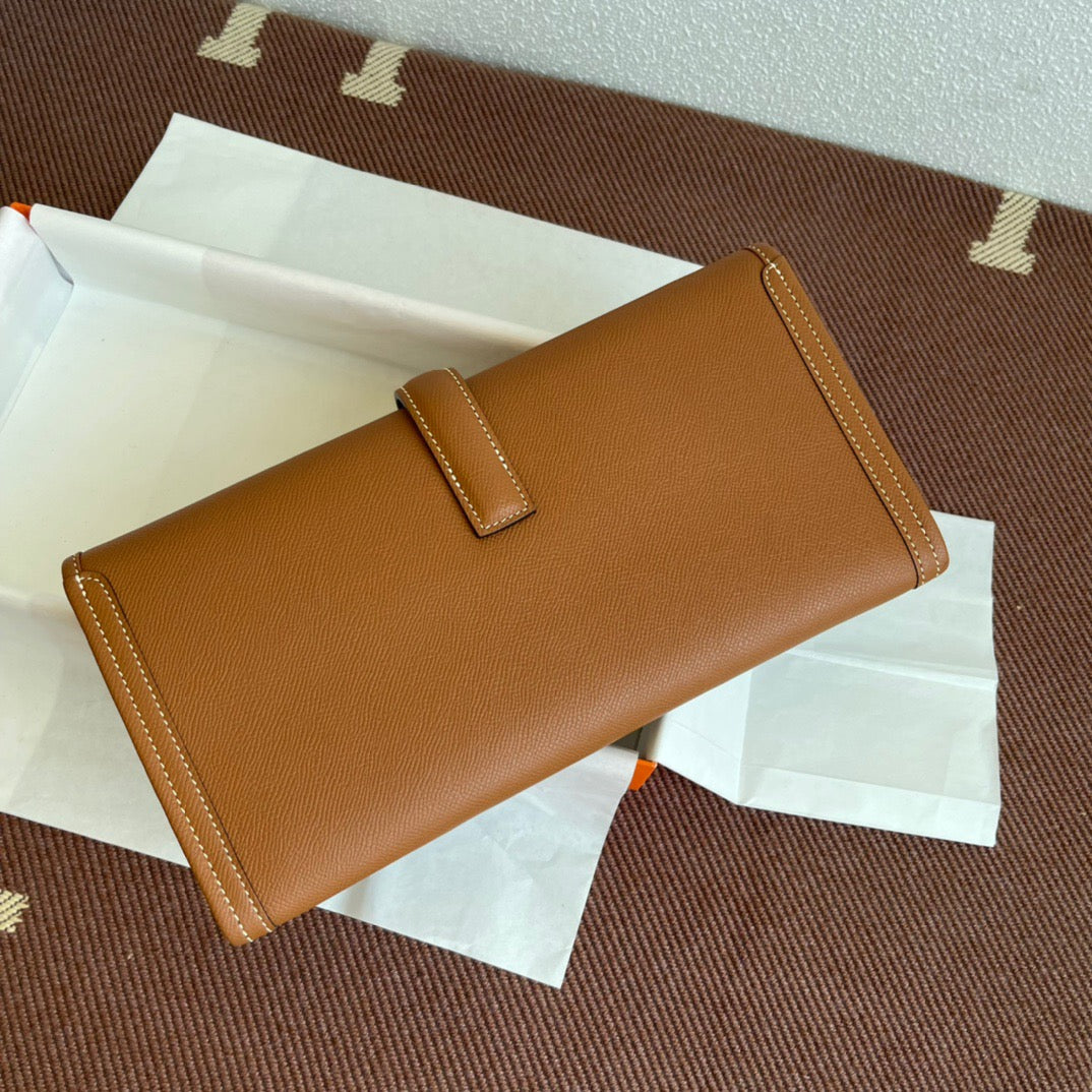 Hermes Jige Elan 29 Clutch Bag In Khaki Epsom Leather