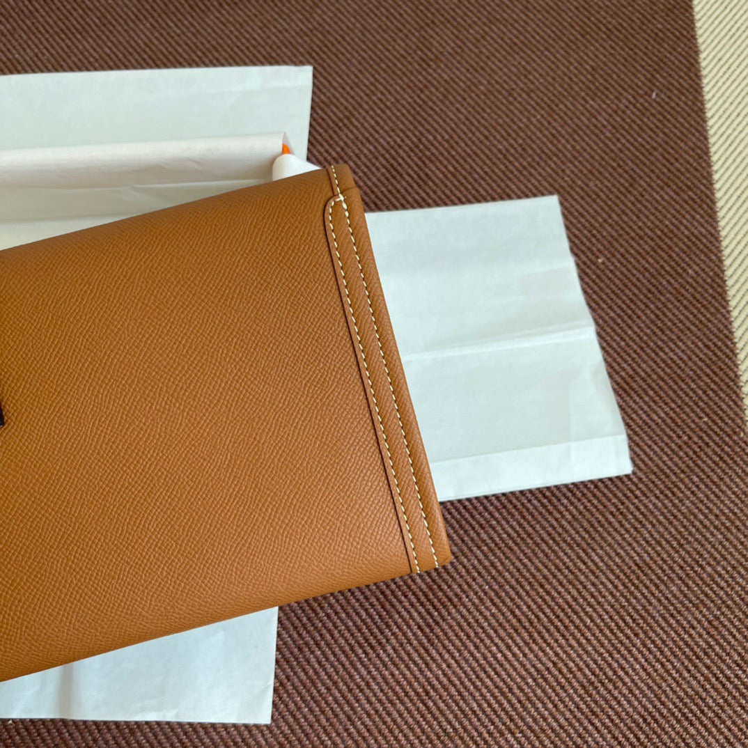 Hermes Jige Elan 29 Clutch Bag In Khaki Epsom Leather